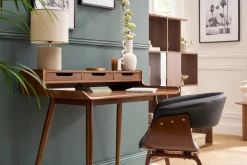 Chaise design noir et bois foncé noyer OKTAV