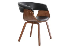 Chaise design noir et bois foncé noyer OKTAV