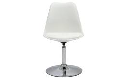 Chaise design pivotante blanche et métal chromé STEEVY V2