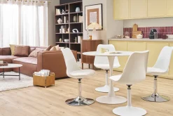 Chaise design pivotante blanche et métal chromé STEEVY V2