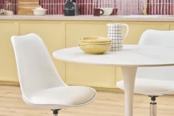 Chaise design pivotante blanche et métal chromé STEEVY V2