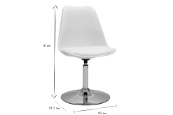 Chaise design pivotante blanche et métal chromé STEEVY V2