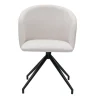Chaise design pivotante 360° en tissu effet velours texturé beige et métal noir VANITY