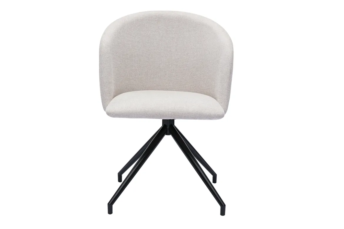 Chaise design pivotante 360° en tissu effet velours texturé beige et métal noir VANITY