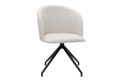 Chaise design pivotante 360° en tissu effet velours texturé beige et métal noir VANITY