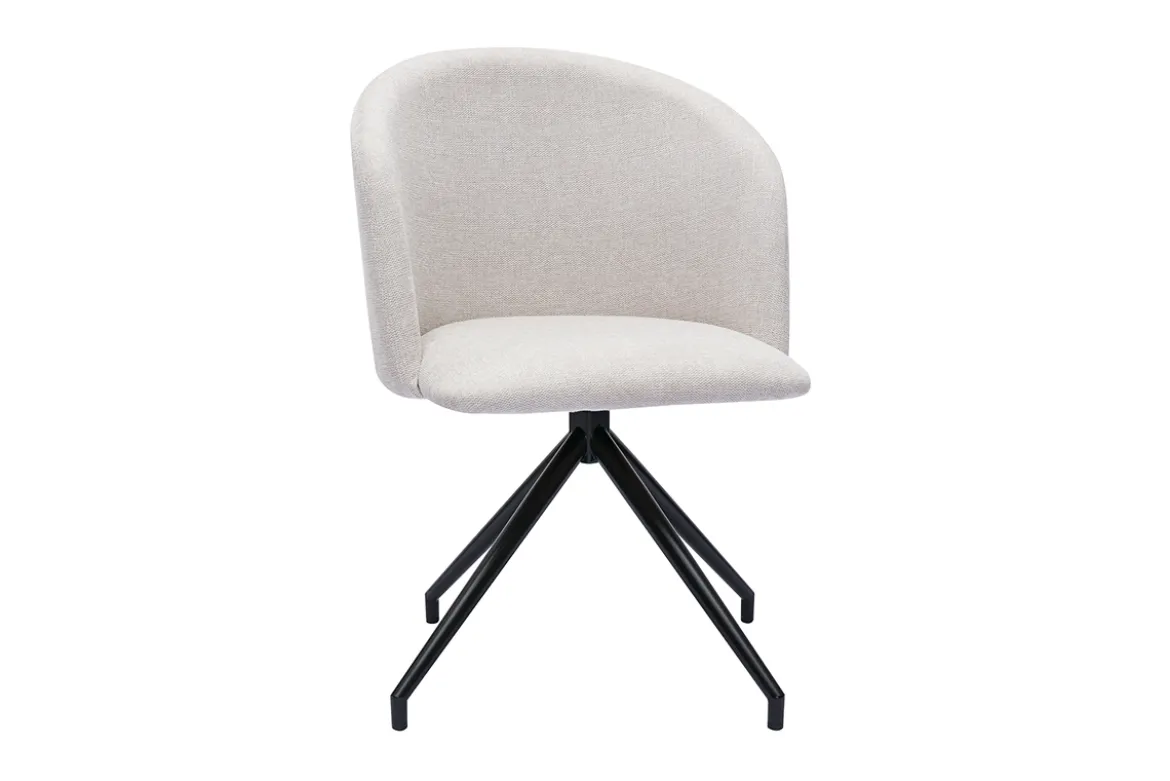 Chaise design pivotante 360° en tissu effet velours texturé beige et métal noir VANITY