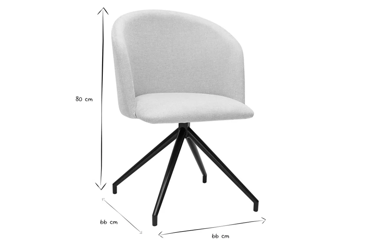 Chaise design pivotante 360° en tissu effet velours texturé beige et métal noir VANITY