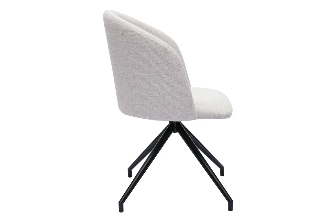 Chaise design pivotante 360° en tissu effet velours texturé beige et métal noir VANITY
