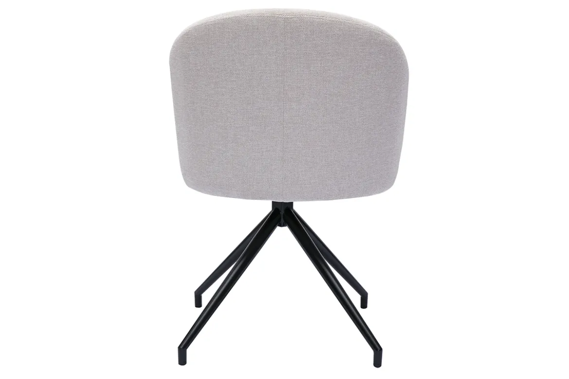 Chaise design pivotante 360° en tissu effet velours texturé beige et métal noir VANITY