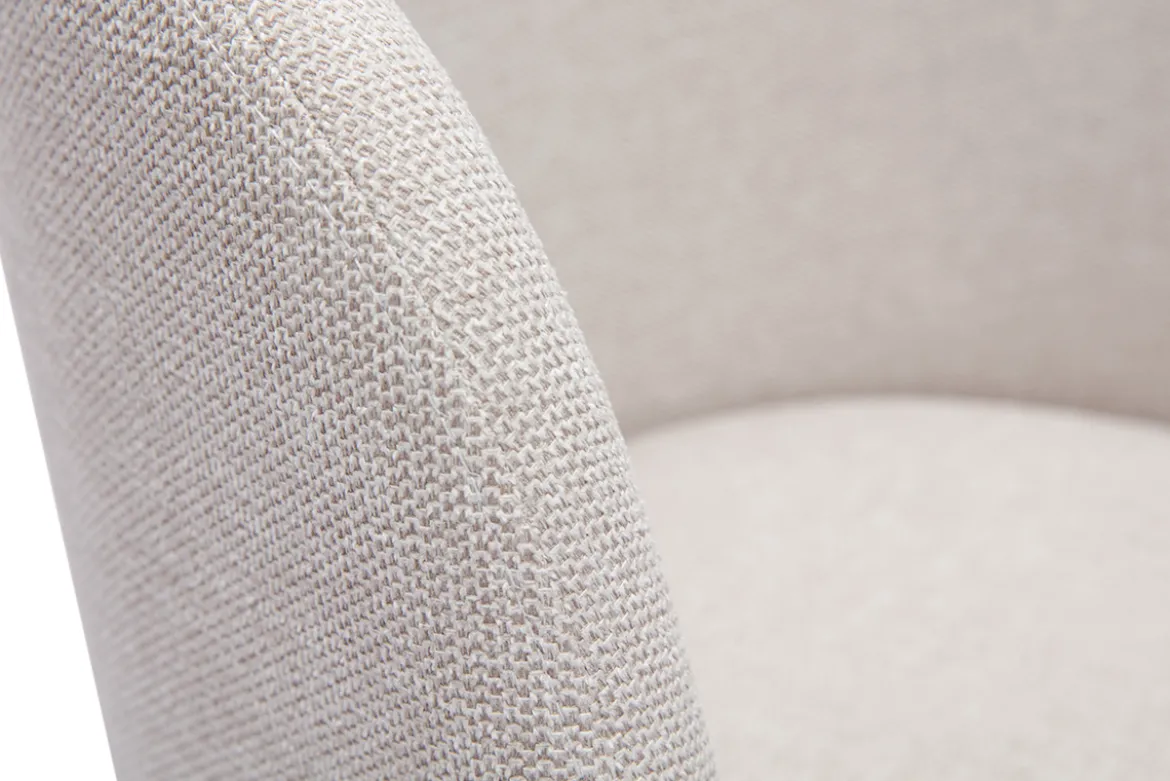 Chaise design pivotante 360° en tissu effet velours texturé beige et métal noir VANITY