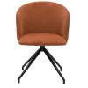 Chaise design pivotante 360° en tissu effet velours texturé terre brulée et métal noir VANITY