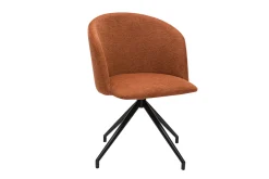 Chaise design pivotante 360° en tissu effet velours texturé terre brulée et métal noir VANITY