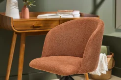 Chaise design pivotante 360° en tissu effet velours texturé terre brulée et métal noir VANITY