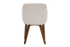 Chaise en tissu chenille beige et bois foncé EARL