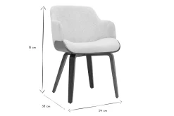 Chaise en tissu chenille beige et bois foncé EARL