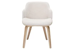 Chaise en tissu chenille beige et bois clair EARL