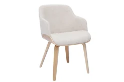 Chaise en tissu chenille beige et bois clair EARL