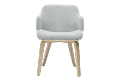 Chaise en tissu chenille gris et bois clair EARL