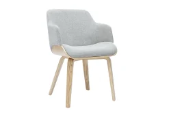 Chaise en tissu chenille gris et bois clair EARL