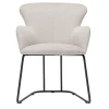 Chaise en tissu effet velours texturé beige et métal noir BRITT