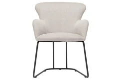 Chaise en tissu effet velours texturé beige et métal noir BRITT