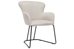 Chaise en tissu effet velours texturé beige et métal noir BRITT