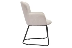 Chaise en tissu effet velours texturé beige et métal noir BRITT