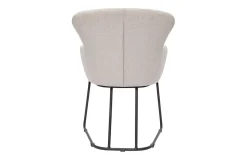 Chaise en tissu effet velours texturé beige et métal noir BRITT