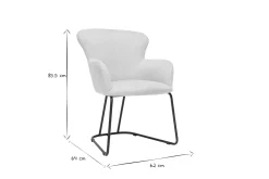 Chaise en tissu effet velours texturé beige et métal noir BRITT