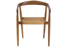 Chaise ethnique en bois teck massif et cannage rotin NEGARA
