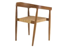 Chaise ethnique en bois teck massif et cannage rotin NEGARA