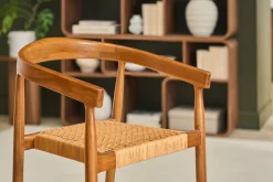 Chaise ethnique en bois teck massif et cannage rotin NEGARA