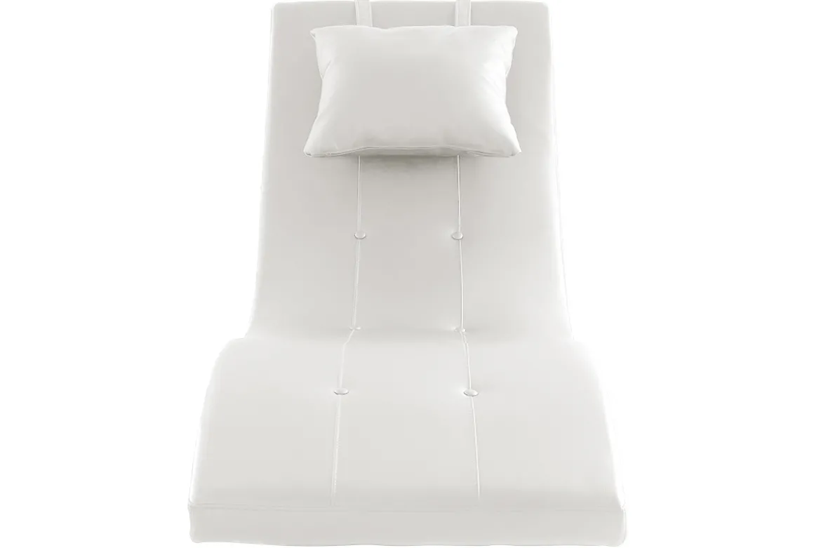 Chaise longue design blanc et acier chromé BARTY