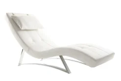 Chaise longue design blanc et acier chromé BARTY