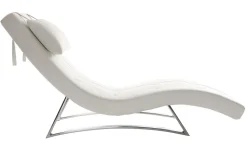 Chaise longue design blanc et acier chromé BARTY