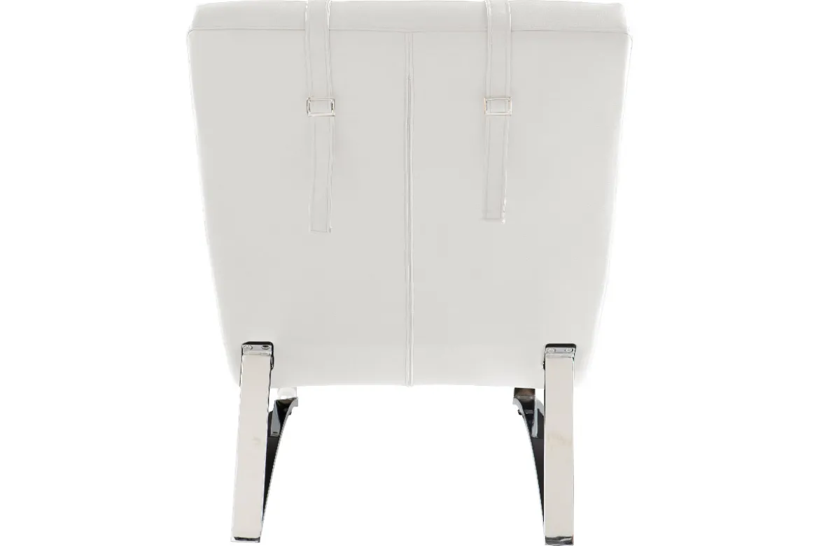 Chaise longue design blanc et acier chromé BARTY