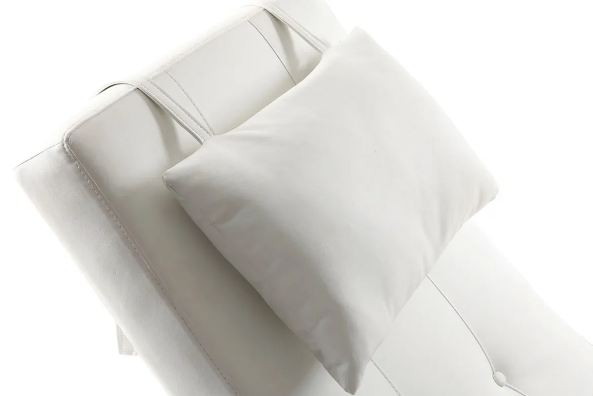 Chaise longue design blanc et acier chromé BARTY