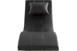 Chaise longue design noir et acier chromé BARTY