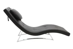Chaise longue design noir et acier chromé BARTY