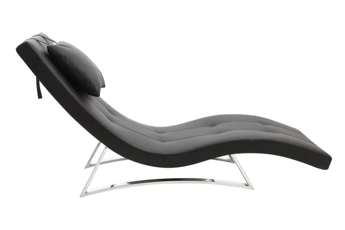 Chaise longue design noir et acier chromé BARTY