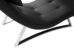 Chaise longue design noir et acier chromé BARTY