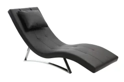 Chaise longue design noir et acier chromé BARTY
