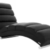 Chaise longue / fauteuil design noir et acier chromé TAYLOR