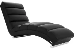 Chaise longue / fauteuil design noir et acier chromé TAYLOR