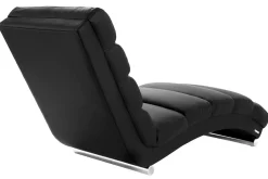 Chaise longue / fauteuil design noir et acier chromé TAYLOR
