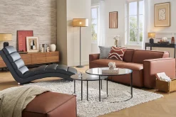 Chaise longue / fauteuil design noir et acier chromé TAYLOR