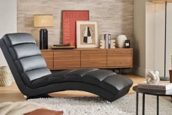 Chaise longue / fauteuil design noir et acier chromé TAYLOR