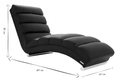 Chaise longue / fauteuil design noir et acier chromé TAYLOR