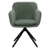 Chaise pivotante 360° en tissu chenille vert kaki et métal noir AMIKA