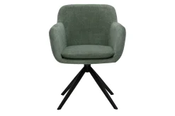 Chaise pivotante 360° en tissu chenille vert kaki et métal noir AMIKA